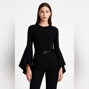Rosetta Getty Black Bell Sleeve Blouse